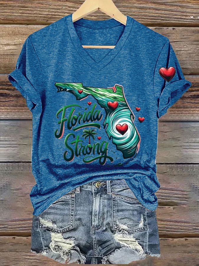 Women's Hot Florida Hurricane Milton Print Casual T-Shirt