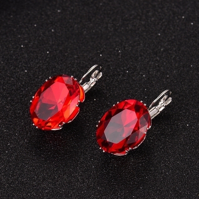 1 Pair Elegant Retro Oval Plating Inlay Copper Zircon Rhodium Plated Earrings