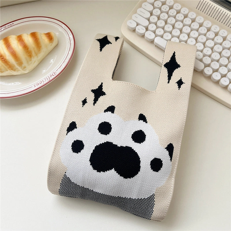 Women's Small Knit Animal Cartoon Cute Open Handbag