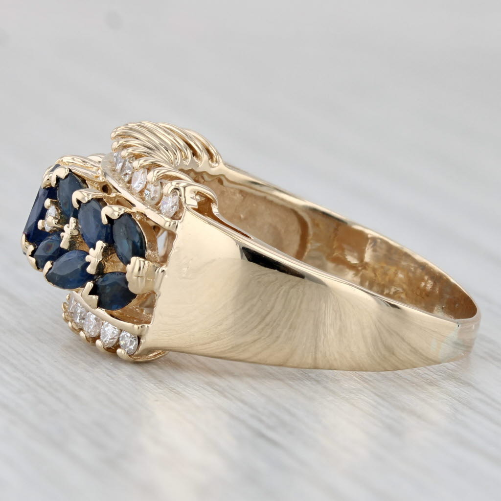 3.77ctw Blue Sapphire Diamond Ring 14k Yellow Gold Size 9.75 Cocktail