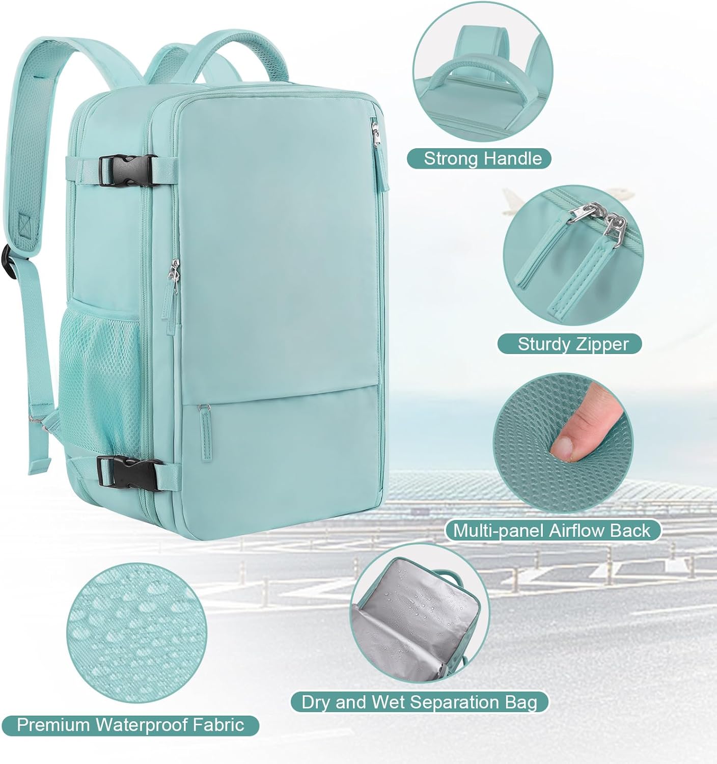 Large Travel Backpack for Women Men, Expandable 40L Carry On Backpack, 17 Inch Laptop Backpack College Bookbag, Waterproof Travel bag as Person Item Flight Approved