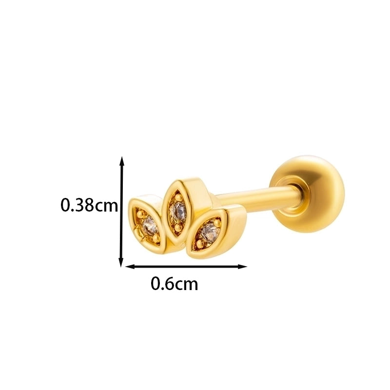 1 Piece Ear Cartilage Rings & Studs IG Style French Style Minimalist Star Flower Butterfly Copper Inlay Zircon