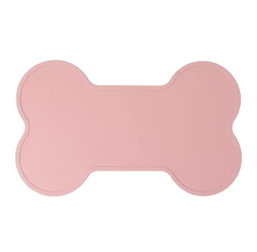 Non Slip Raised Lip Bone Pet Feeding Mat - Soft Mauve