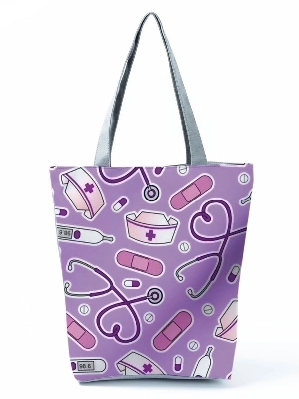 Women's Basic Letter Polyester Shopping Bags