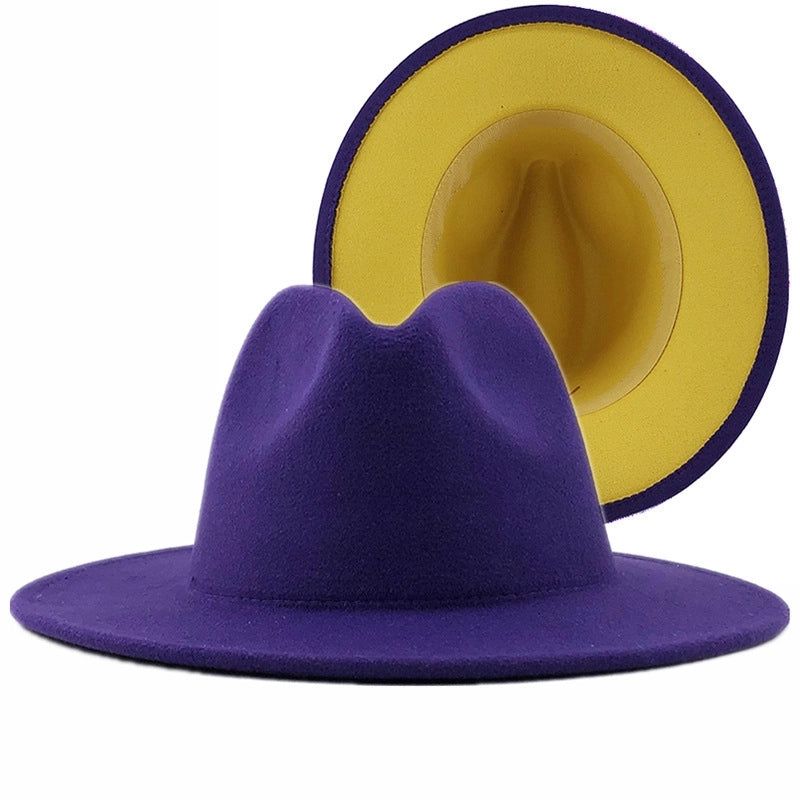 Retro Wool Top Hat Double-sided Blocking Felt Women's Flat-brimmed Jazz Hat
