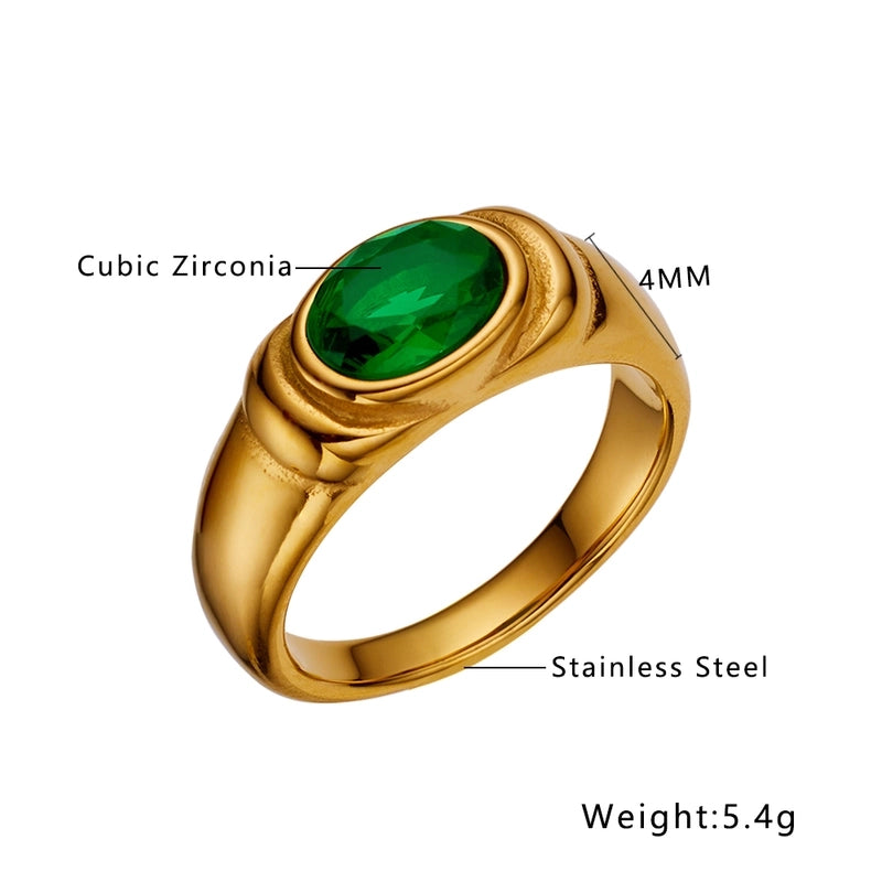 Vintage Style Baroque Style Minimalist Oval Twist Stainless Steel Titanium Steel Inlay Zircon Rings