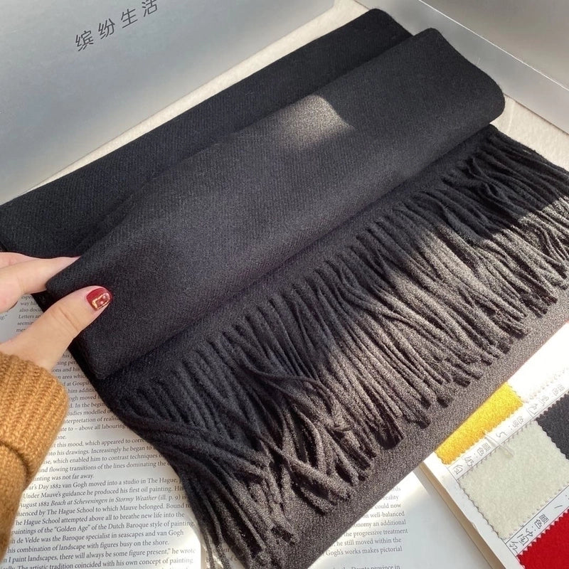 Autumn And Winter Imitation Cashmere Scarf Classic Double-sided Solid Color Men's And Women's Warm Large Shawl Dual-use Scarf