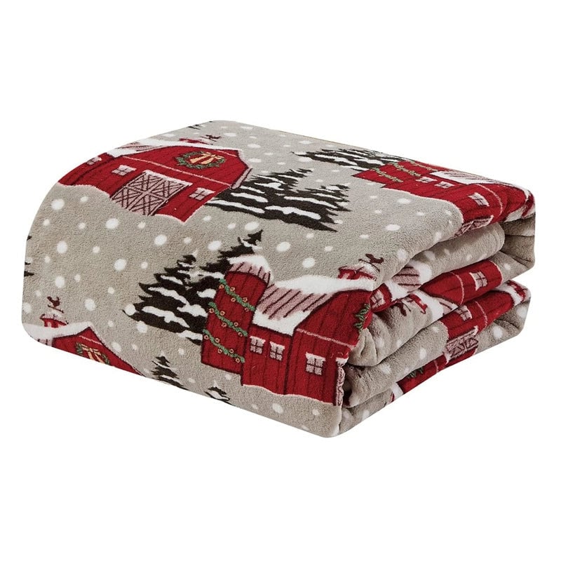 Christmas Cute Santa Claus Plaid Snowman Polyester Blanket Couch & Sofa Decor