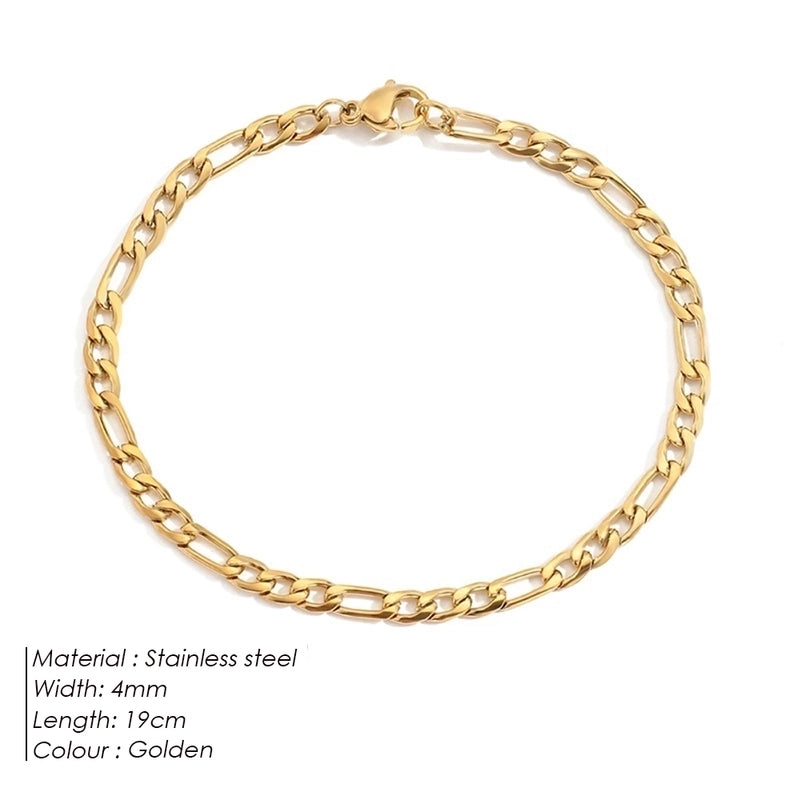 Hip-Hop Geometric 304 Stainless Steel Figaro Chain Bracelets In Bulk