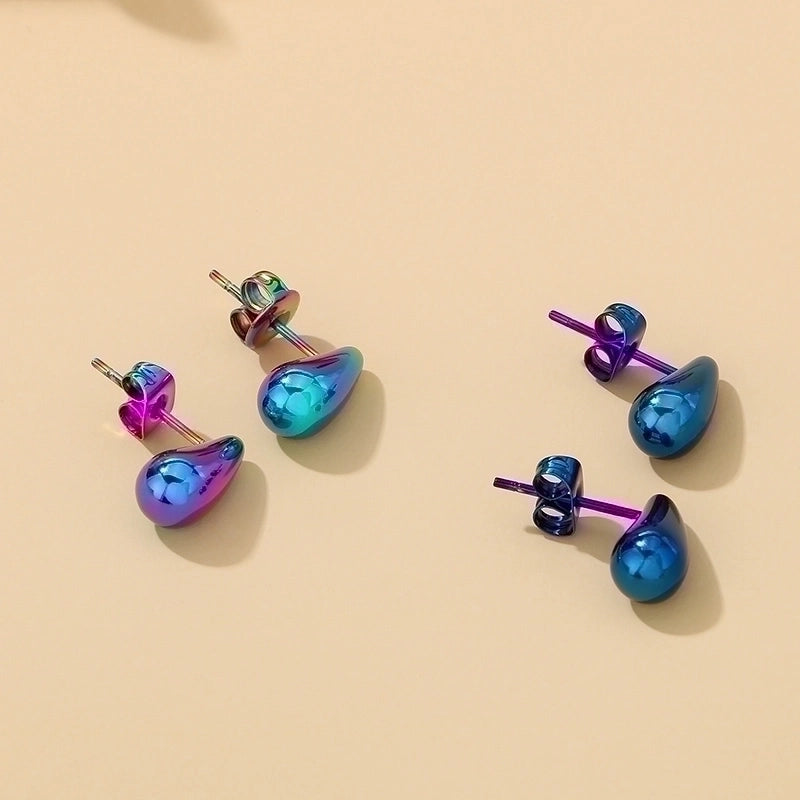 1 Pair Minimalist Water Droplets Plating Stainless Steel 18K Gold Plated Earrings