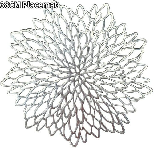 4/8 Teile Gold Silber PVC Tischset Essen 38 cm Tischset Waschbar Blume