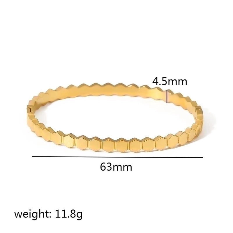 Minimalist Rectangle Stainless Steel Polishing Plating Inlay Zircon 18k Gold Plated Bangle