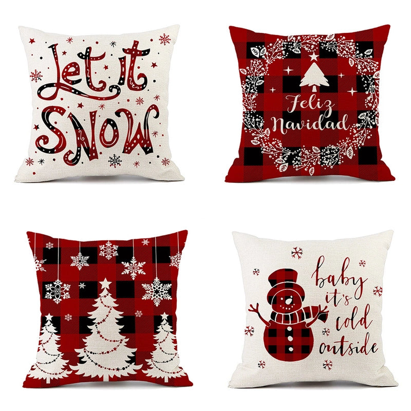 Christmas Ethnic Style Letter Elk Polyester Pillow Cases Couch & Sofa Decor