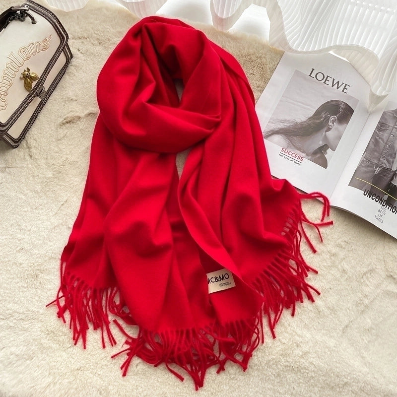 New Solid Color Cashmere Scarf Women's Fashion Wear Autumn And Winter Warm Shawl Women's Scarf