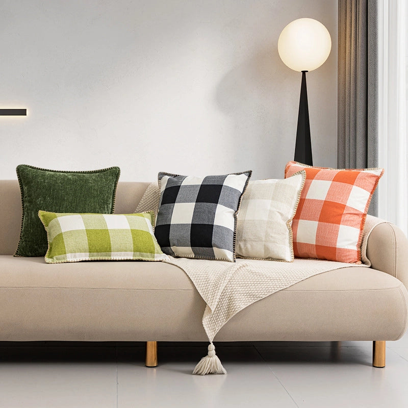 Elegant Minimalist Lattice Imitated Hemp Chenille Pillow Cases