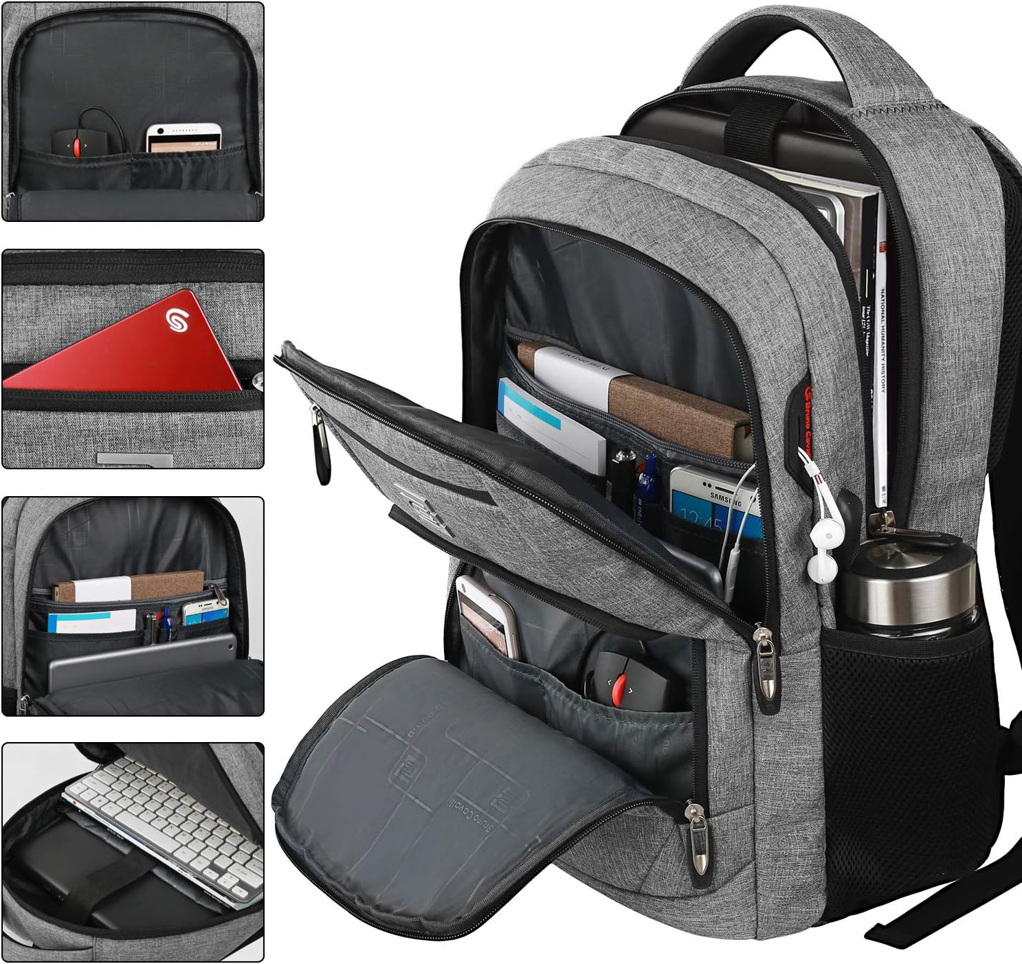 Laptop Backpack,Business Travel Anti Theft Slim Durable Laptops Backpack with USB Charging Port,Water Resistant College Computer Bag for Women & Men Fits 15.6 Inch Laptop and Notebook - Black