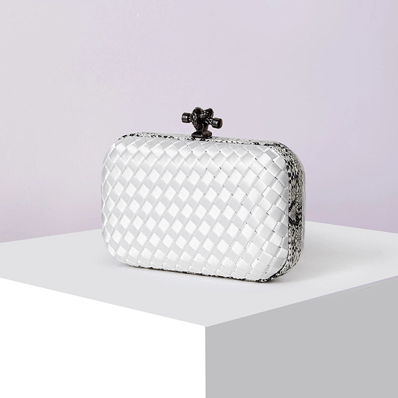 Factory Direct Sales Silk Hand-woven Women's Clutch Crossbody Simple Evening Bag Chain Pouch