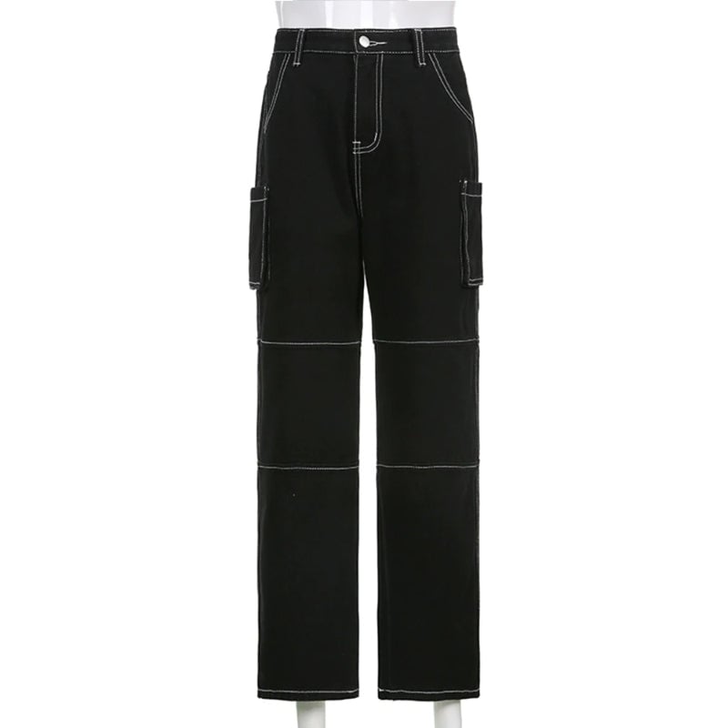 Patchwork Streetwear Baggy Jeans For Women