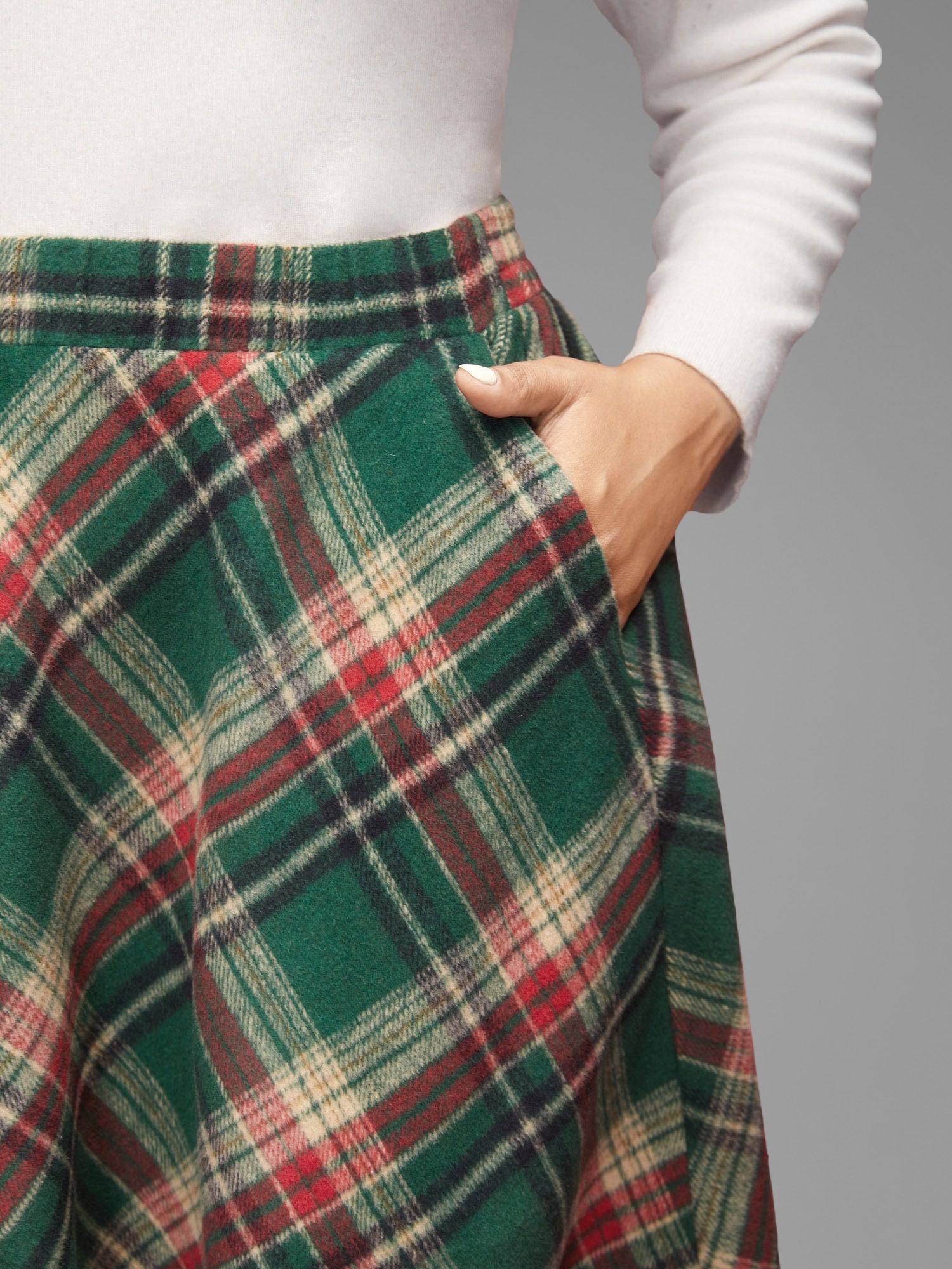 Plaid Pattern Elastic Waist A-line Mini Skirt