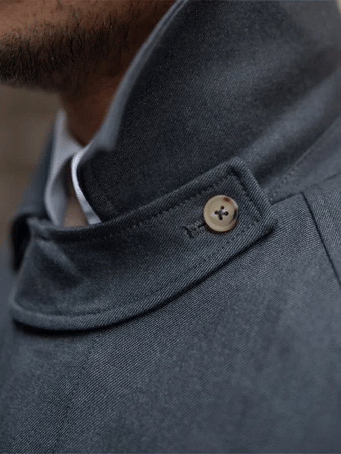 Men's Fashionable Open-Pocket Single-Breasted Design Casual Woolen Coat (Belt Included)