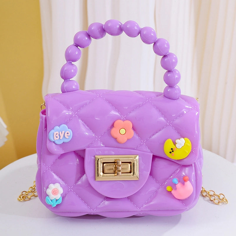 Women's Small PVC Color Block Streetwear Square Lock Clasp Handbag