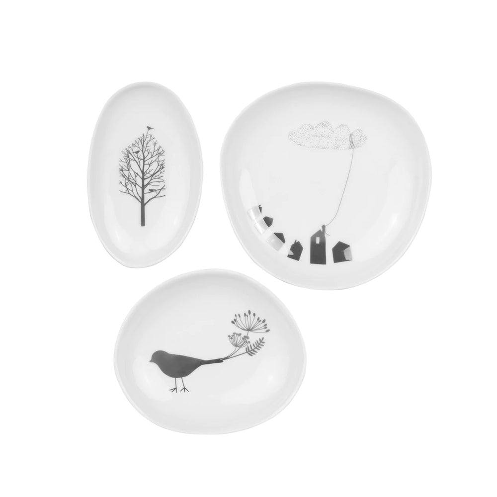 Wonderland Small Plates. Set of 3 - Bird House