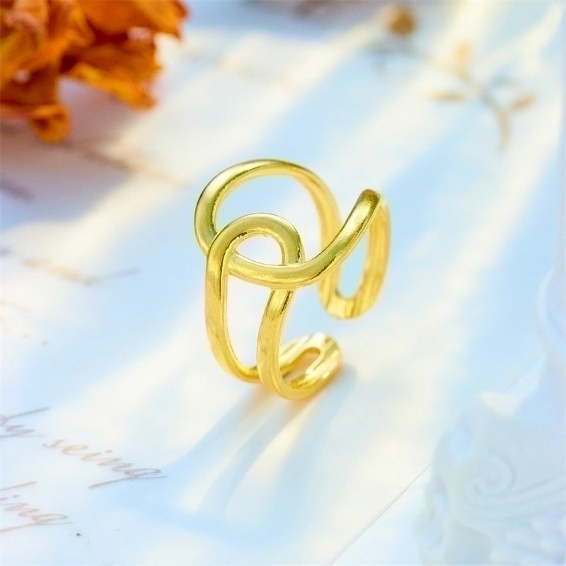 Basic Cross Star 304 Stainless Steel 18K Gold Plated Gold Plated Stainless Steel Rings