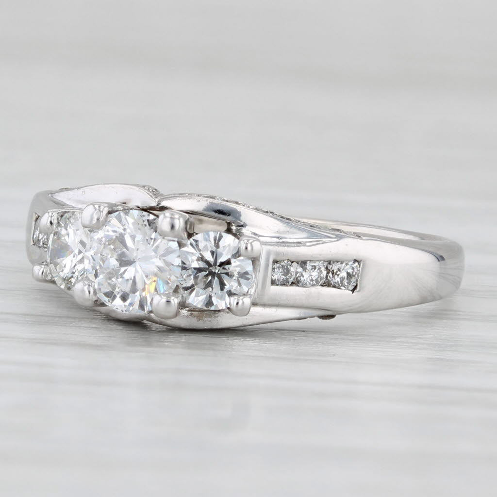 1.01ctw Diamond 3-Stone Engagement Ring 14k White Gold Size 8.75