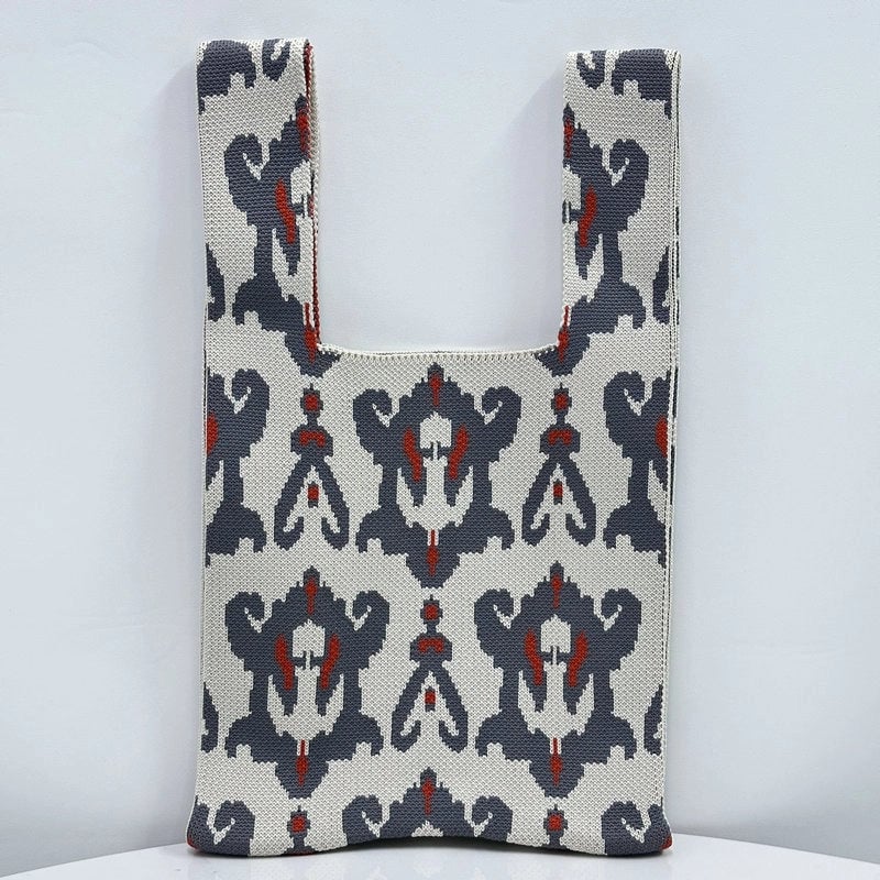 Unisex Small Polyester Geometric Vintage Style Vacation Weave Square Open Handbag