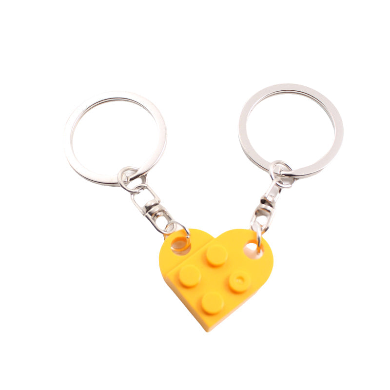 Cute Heart Shape Matching Brick Keychain For Couples