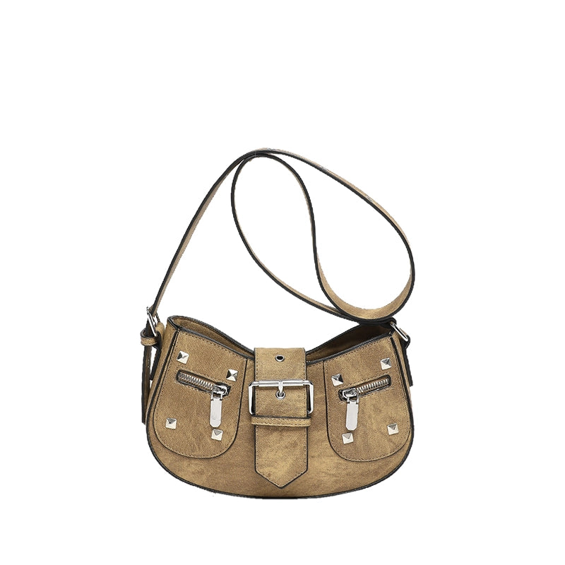 Women's Pu Leather Solid Color Streetwear Pillow Shape Zipper Shoulder Bag Underarm Bag