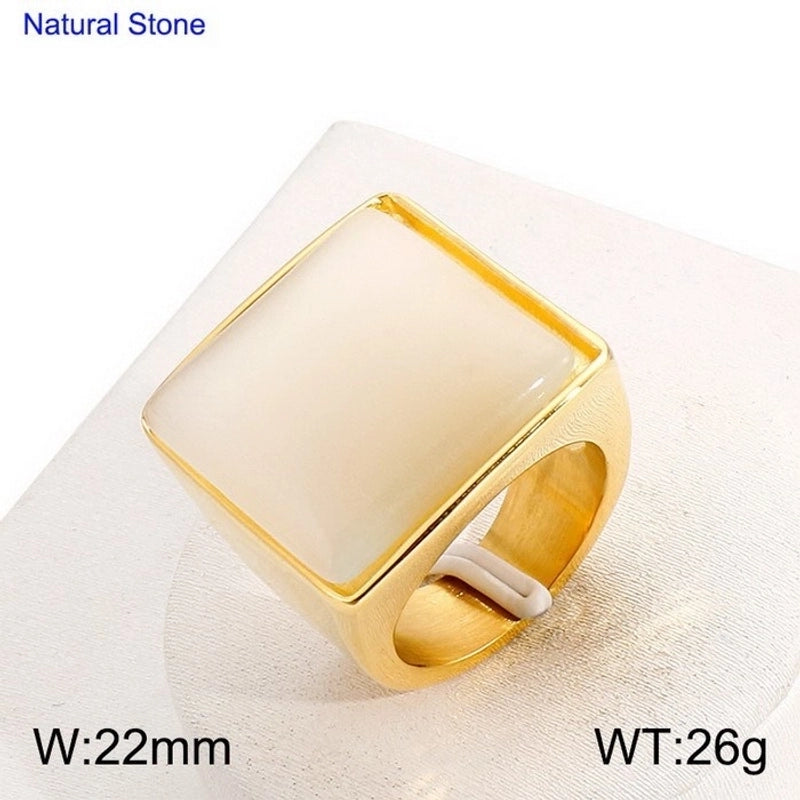 Vintage Style Geometric Square Stainless Steel 18K Gold Plated Plating Rings