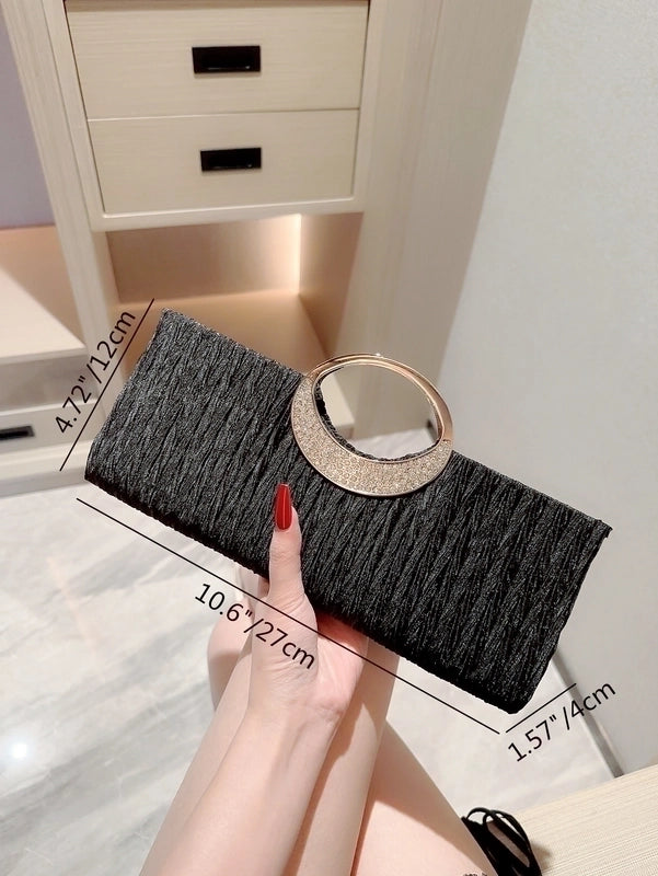Women's Polyester Solid Color Elegant Square Hidden Buckle Evening Bag