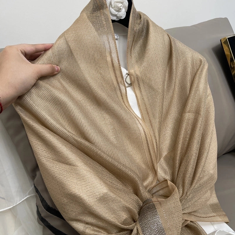 Women's Elegant Solid Color Polyester Silk Scarf