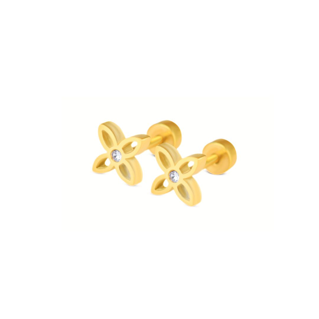 Sparkle flower studs - Gold
