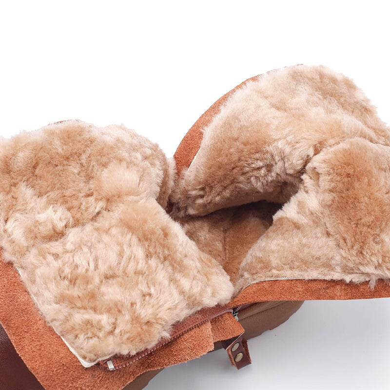 Leather Short Boots Snow Boots Have Fleece Lined for Cold Winter in Black/Brown/Coffee