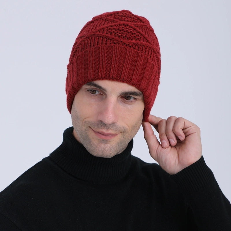 Unisex Basic Solid Color Argyle Eaveless Wool Cap