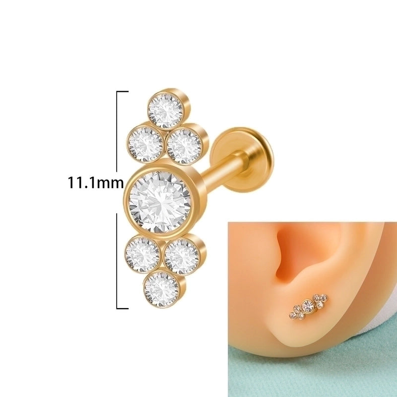 1 Piece Lip Rings Casual Elegant Minimalist Geometric 304 Stainless Steel Plating Inlay Rhinestones 18K Gold Plated