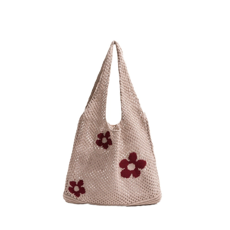 Women's Medium Polyester Flower Cute Square Open Tote Bag