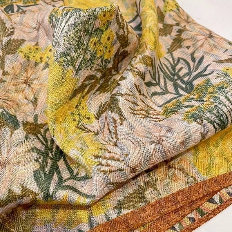 Women's Elegant Flower Polyester Silk Scarf