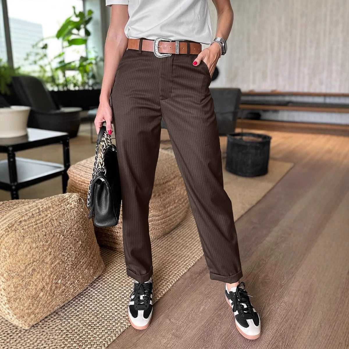🍃Women's High Waist Casual Straight Blazer Pants