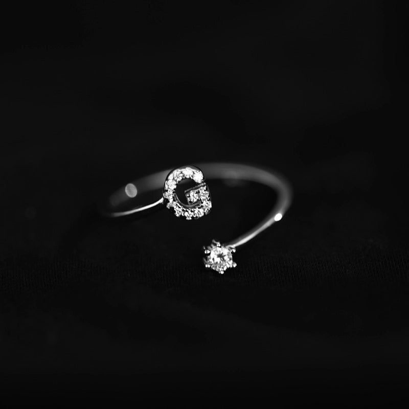 Ig Style Minimalist Letter Copper Plating Inlay Zircon Open Ring