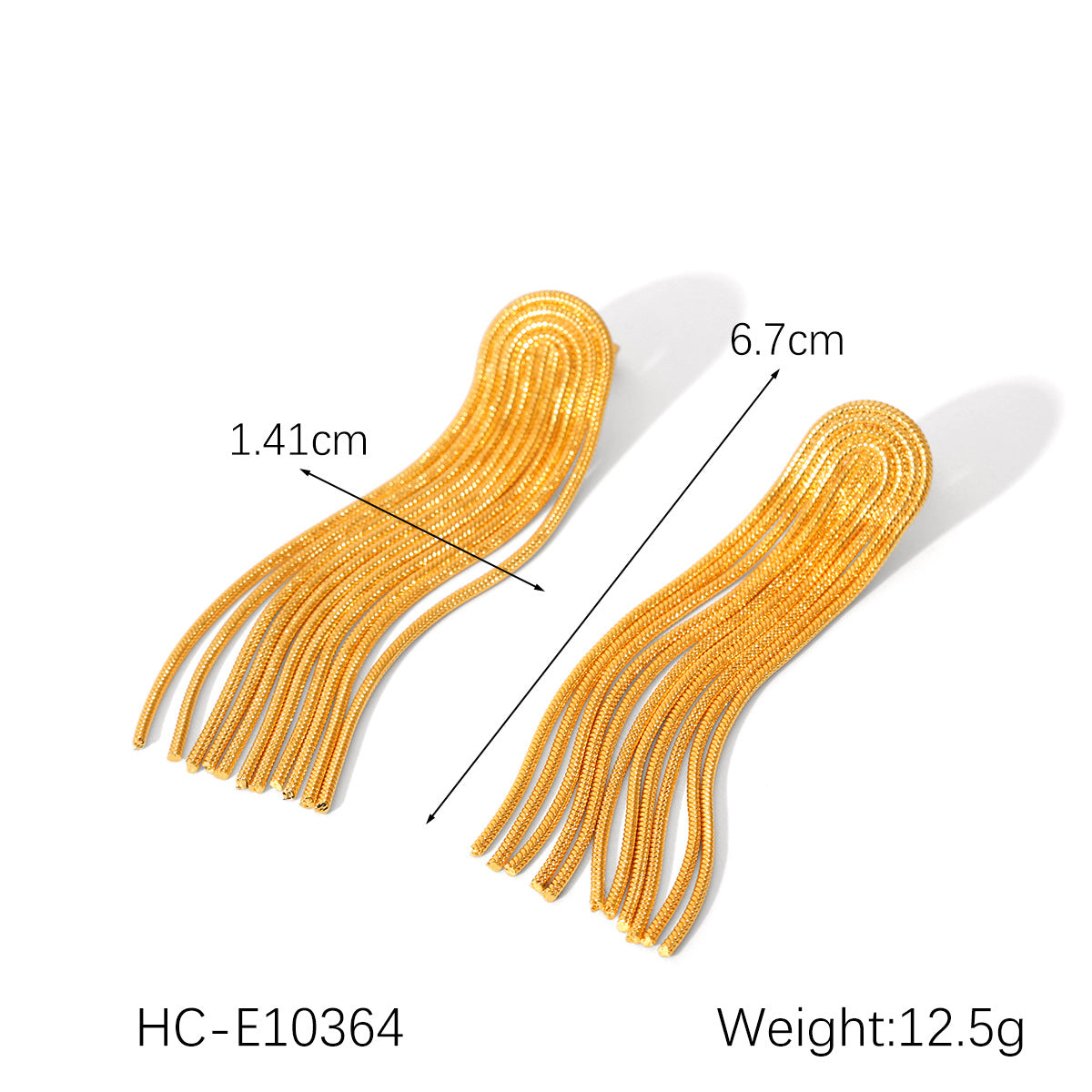 18K Gold Stainless Steel Long Chain Tassel Earrings Female Titanium Steel Earrings Ins Style Earrings
