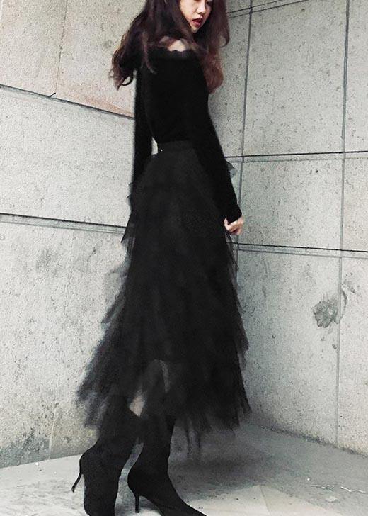 Organic Black tulle Tiered Summer Skirts