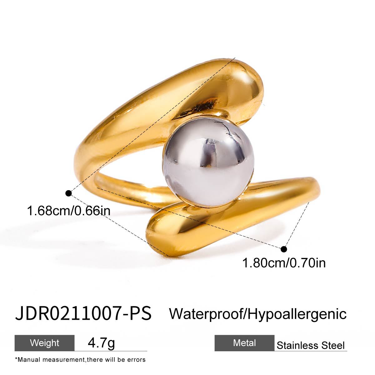 Jie Ding Stainless Steel Pearl Ring Titanium Steel Jewelry Niche Design Ring Ring