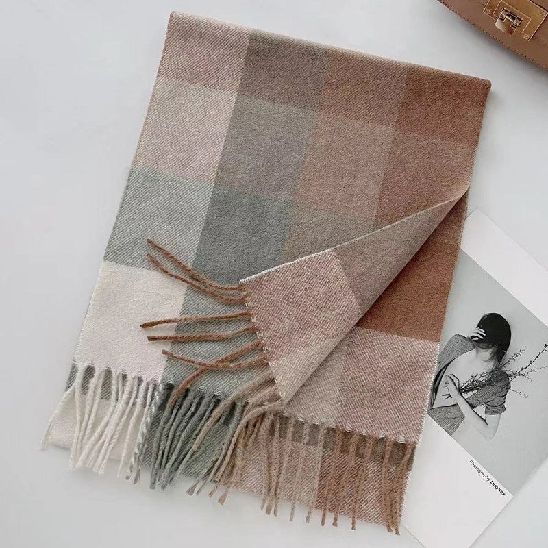 Unisex Minimalist Lattice Imitation Cashmere Scarf