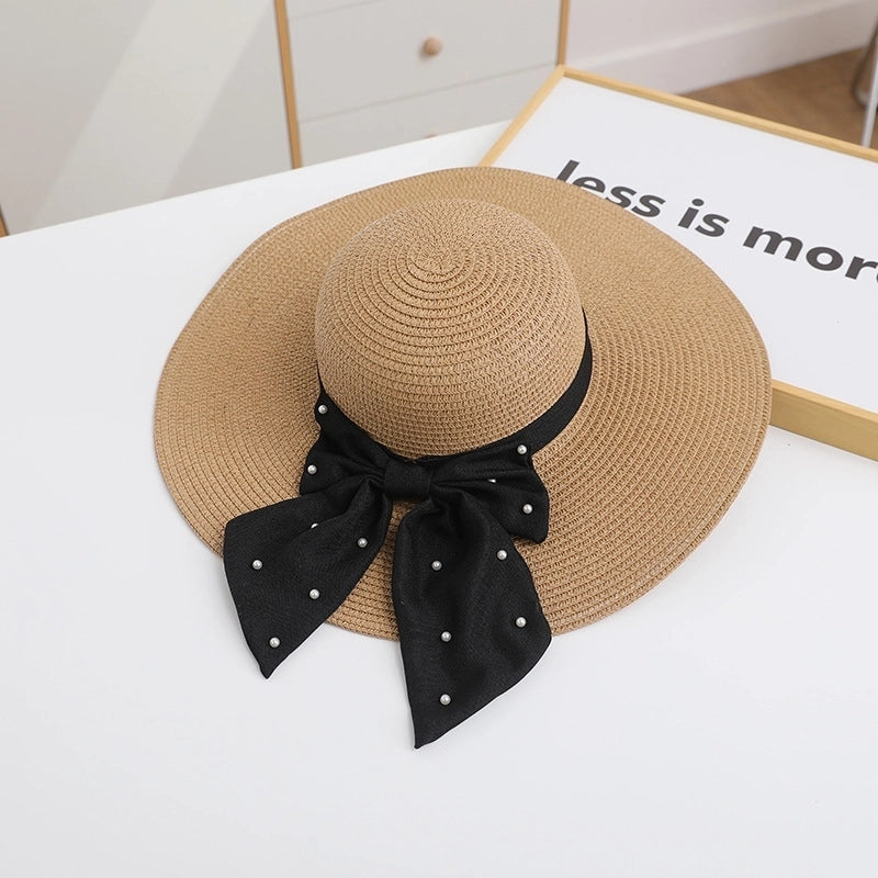 Women's Minimalist Classic Style Color Block Wide Eaves Straw Hat