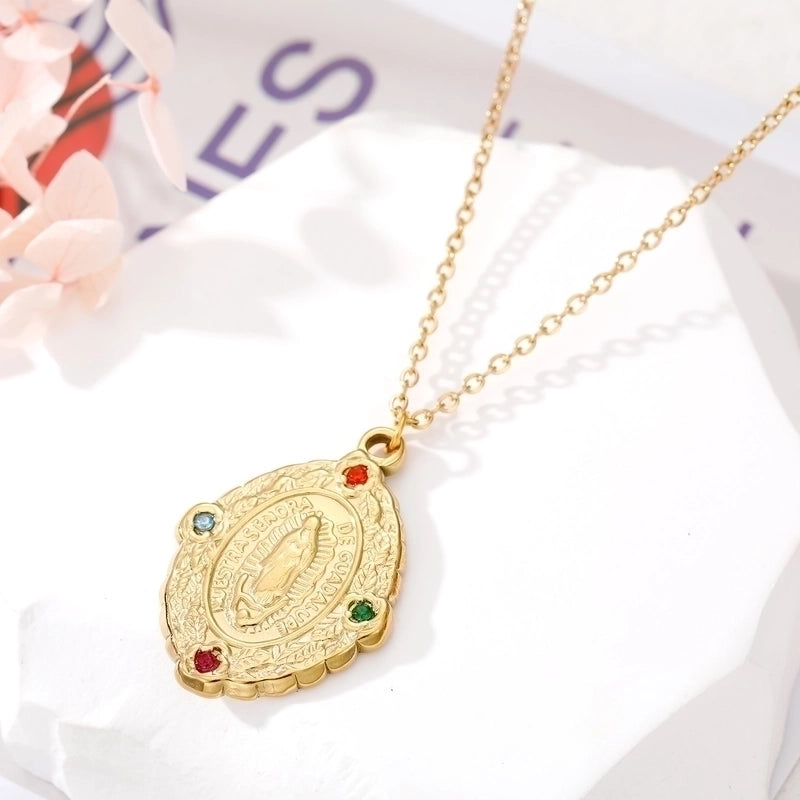 2 Pieces Ethnic Style Devil'S Eye  Heart Shape Stainless Steel Turquoise Rhinestones Inlay Pendant Necklace