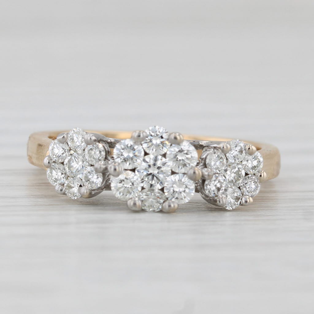 0.67ctw Diamond Clusters Ring 18k White Yellow Gold Size 7.25 Engagement
