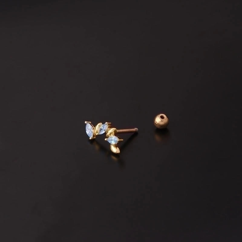 Ear Cartilage Rings & Studs Fashion Geometric 316L Stainless Steel  Copper Plating Inlay Zircon